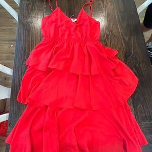 Entro Red Ruffled Tiered Sundress